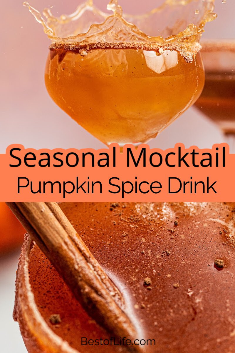 Use this easy pumpkin spice mocktail recipe as a holiday party drink for kids or as a virgin cocktail for adults who prefer non alcoholic drinks. via @thebestoflife