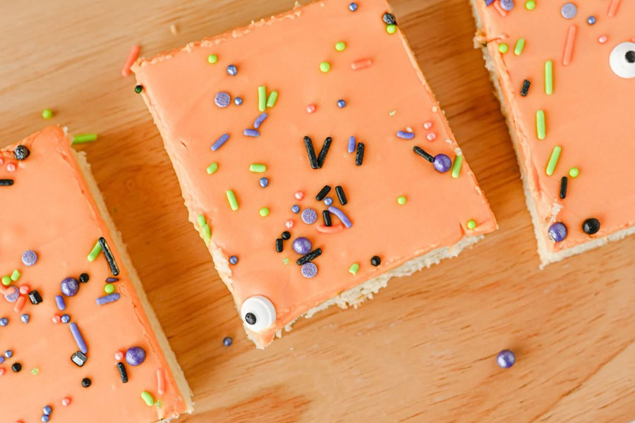 Halloween Party Food Ideas for Kids Halloween Sugar Cookie Bars with Orange Frosting