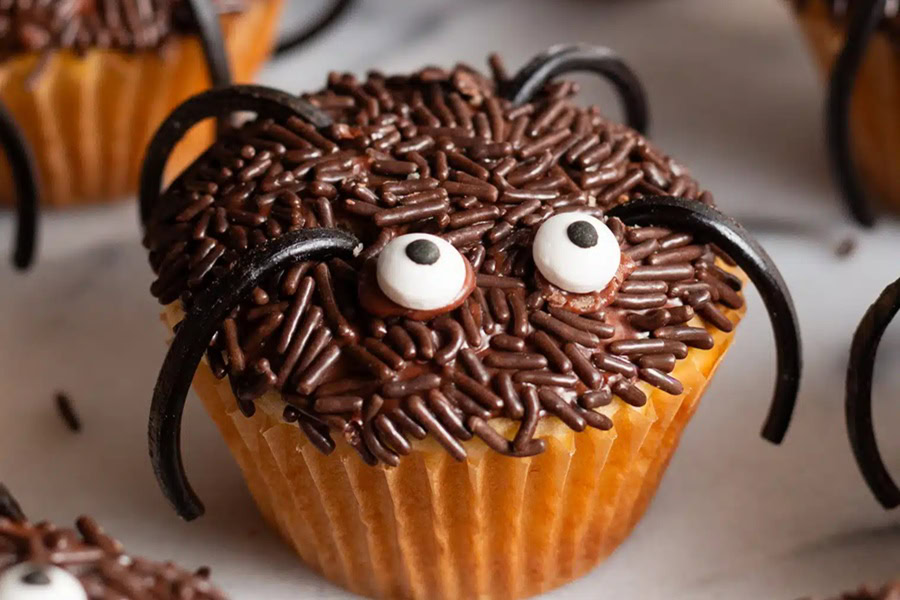 Halloween Party Food Ideas for Kids Close Up of Halloween Spider Cupcakes