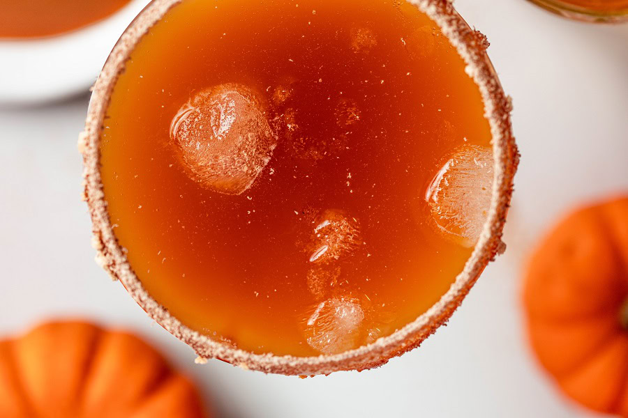 Halloween Party Food Ideas for Kids Pumpkin Spice Mocktail in a Glass
