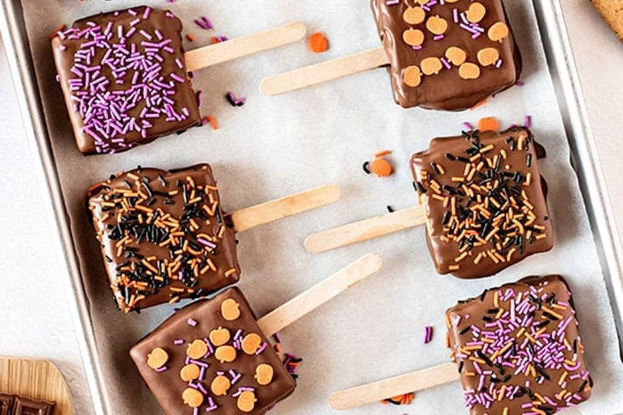 Halloween Party Food Ideas for Kids Chocolate Dipped Halloween S’mores Pops