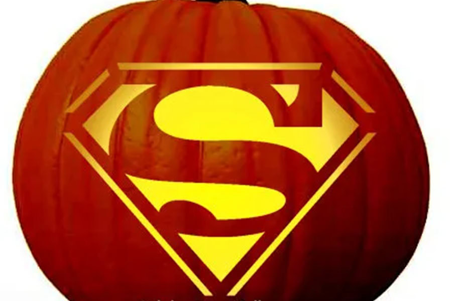 Pumpkin Carving Ideas for Halloween Superman Logo Carved Pumpkin